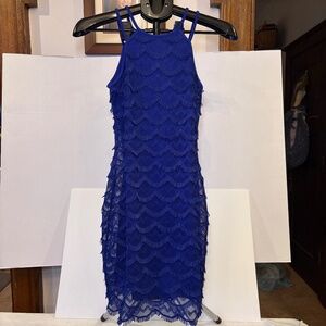 Woman's Guess Los Angeles 0 Violet Fringe Layered Sheath Dress Sleeveless NWOT